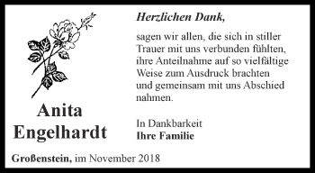 Traueranzeige von Anita Engelhardt von Ostthüringer Zeitung