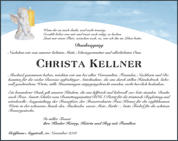 Traueranzeige von Christa Kellner von Thüringer Allgemeine