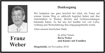 Traueranzeige von Franz Weber von Thüringer Allgemeine