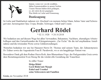 Traueranzeige von Gerhard Rödel