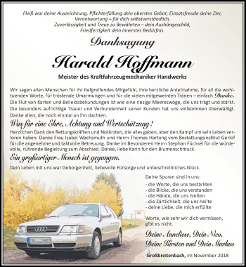 Traueranzeige von Harald Hoffmann von Thüringer Allgemeine