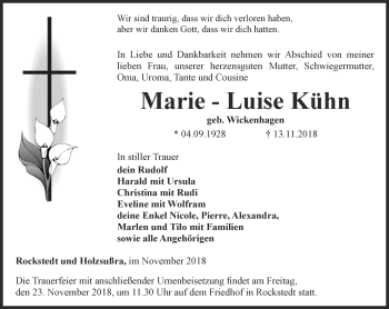 Traueranzeige von Marie-Luise  Kühn von Thüringer Allgemeine