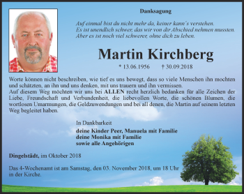 Traueranzeige von Martin Kirchberg von Thüringer Allgemeine