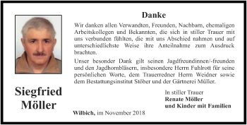 Traueranzeige von Siegfried Möller von Thüringer Allgemeine