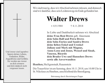 Traueranzeige von Walter Drews von Thüringer Allgemeine