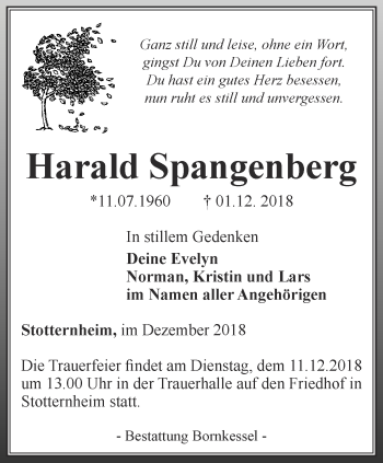 Traueranzeige von Harald Spangenberg