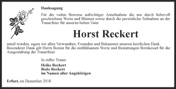 Traueranzeige von Horst Reckert