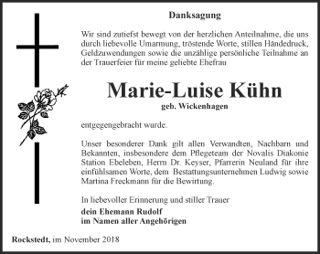 Traueranzeige von Marie-Luise  Kühn von Thüringer Allgemeine