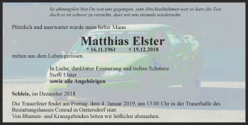 Traueranzeige von Matthias Elster von Ostthüringer Zeitung