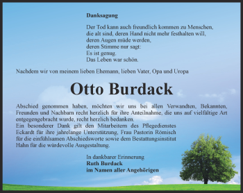 Traueranzeige von Otto Burdack