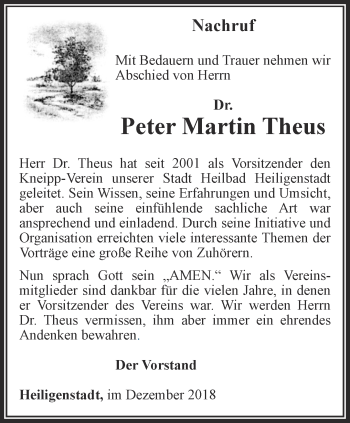 Traueranzeige von Peter Martin Theus von Thüringer Allgemeine