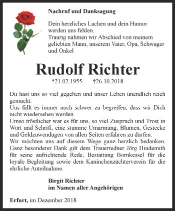 Traueranzeige von Rudolf Richter