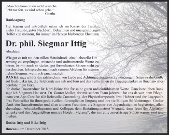 Traueranzeige von Siegmar Ittig von Thüringer Allgemeine