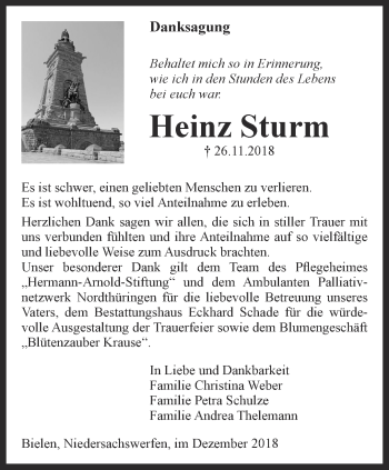 Traueranzeige von Sturm Heinz von Thüringer Allgemeine