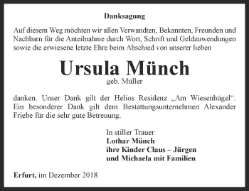 Traueranzeige von Ursula Münch