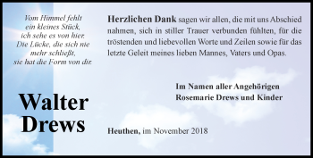 Traueranzeige von Walter Drews von Thüringer Allgemeine