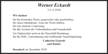 Traueranzeige von Werner Eckardt von Ostthüringer Zeitung, Thüringische Landeszeitung