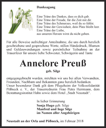 Traueranzeige von Annelore Preuß