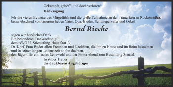 Traueranzeige von Bernd Rieche     von Thüringer Allgemeine