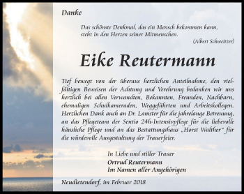 Traueranzeige von Eike Reutermann von Thüringer Allgemeine, Thüringische Landeszeitung