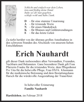 Traueranzeige von Erich Nauhardt von Thüringer Allgemeine