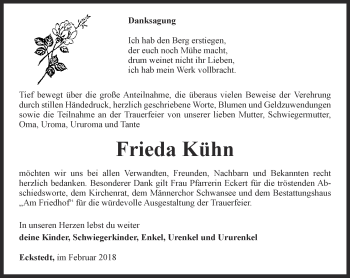 Traueranzeige von Frieda Kühn von Thüringer Allgemeine