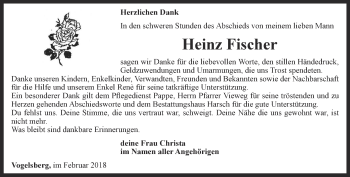 Traueranzeige von Heinz Fischer von Thüringer Allgemeine