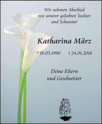 Traueranzeige von Katharina März von Thüringer Allgemeine