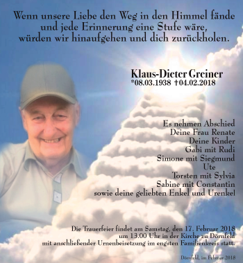 Traueranzeige von Klaus-Dieter Greiner von Thüringer Allgemeine