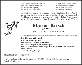 Traueranzeige von Marion Kirsch von Thüringer Allgemeine