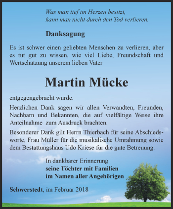 Traueranzeige von Martin Mücke von Thüringer Allgemeine