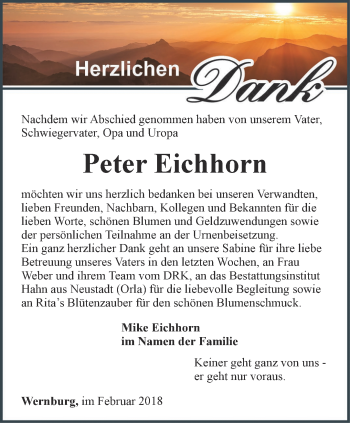 Traueranzeige von Peter Eichhorn