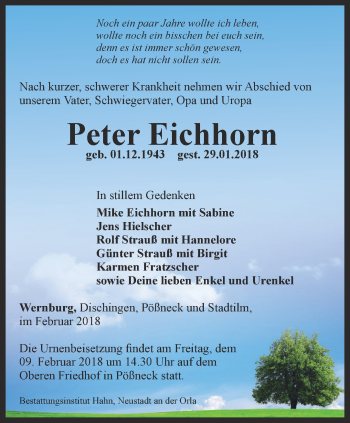 Traueranzeige von Peter Eichhorn