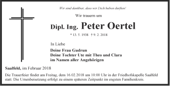 Traueranzeige von Peter Oertel von Ostthüringer Zeitung