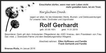 Traueranzeige von Rolf Gerhardt von Thüringer Allgemeine