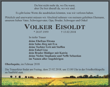 Traueranzeige von Volker Eisoldt