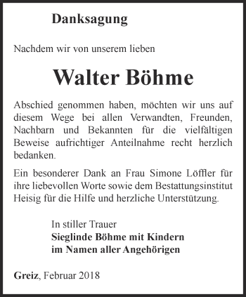 Traueranzeige von Walter Böhme