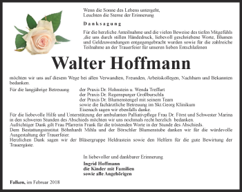 Traueranzeige von Walter Hoffmann von Thüringer Allgemeine, Thüringische Landeszeitung