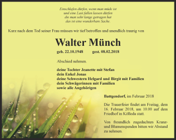 Traueranzeige von Walter Münch von Thüringer Allgemeine