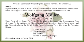 Traueranzeige von Wolfgang Möller von Thüringer Allgemeine