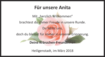 Traueranzeige von Anita  von Thüringer Allgemeine