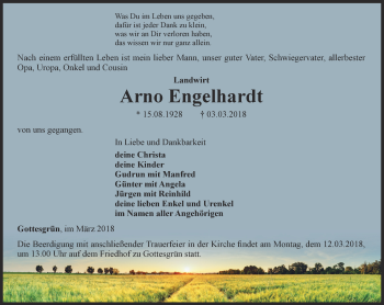 Traueranzeige von Arno Engelhardt