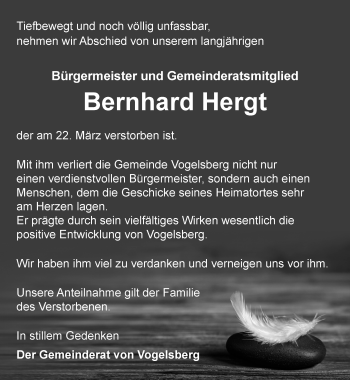 Traueranzeige von Bernhard Hergt von Thüringer Allgemeine