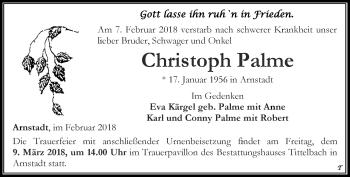 Traueranzeige von Christoph Palme von Thüringer Allgemeine