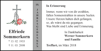 Traueranzeige von Elfriede Sommerkorn von Thüringer Allgemeine, Thüringische Landeszeitung