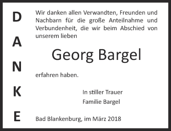 Traueranzeige von Georg Bargel