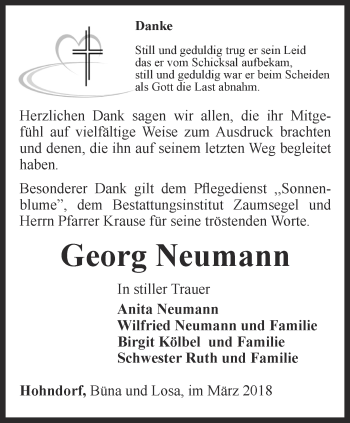 Traueranzeige von Georg Neumann von Ostthüringer Zeitung