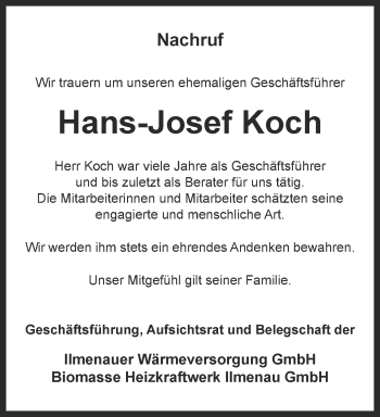 Traueranzeige von Hans-Josef Koch von Thüringer Allgemeine