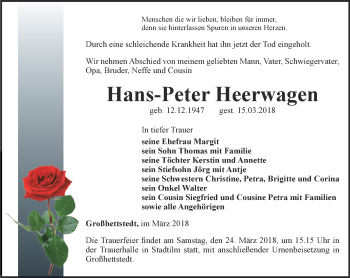 Traueranzeige von Hans-Peter Heerwagen von Thüringer Allgemeine
