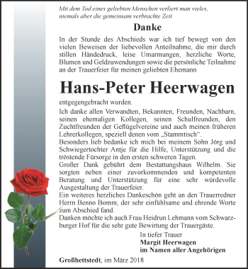 Traueranzeige von Hans-Peter Heerwagen von Thüringer Allgemeine